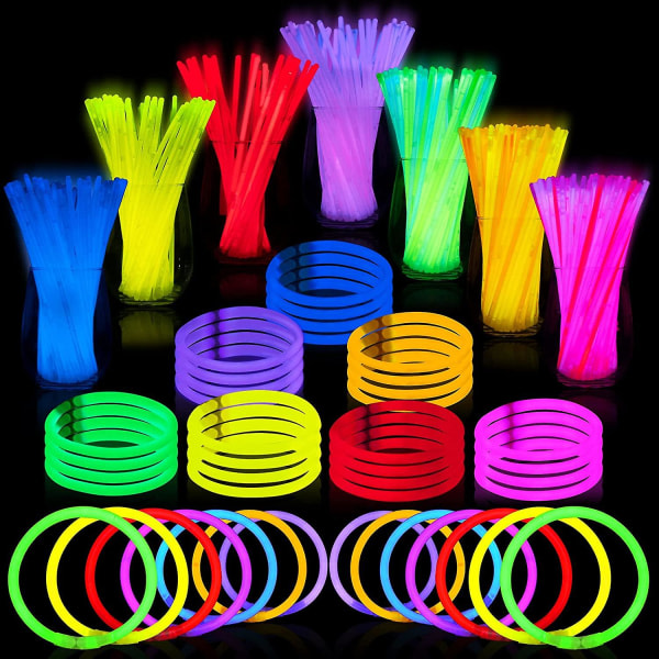 100 Pack Glow Sticks Bulk Halloween Party Favors, 8" Glowsticks Light Up -juhlat Halloweenin syntymäpäiväkarnevaaliin