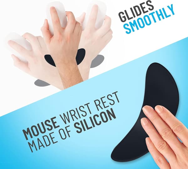Højrehåndet silikone ergonomisk musehåndledsstøtte, gaming musehåndledsstøtte, bærbar computer, hjem, kontor (højre hånd sort)
