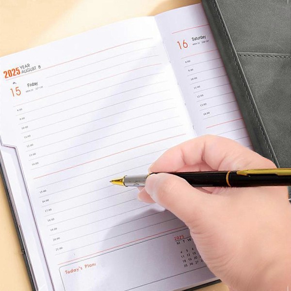 2025 Kalender 365 Dages Kalender Planner Notesblok Imitationslæder Omslag 400 Siders Notesbog Velegnet Til Feriegaver Red