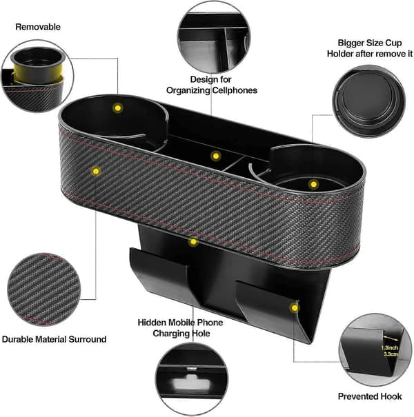 Multifunksjonelle bilkoppholdere, Universal Auto Truck Sete Side Koppholder Vannflaske Feste Stativ Sete Gap Organizer Søm Kile Oppbevaring