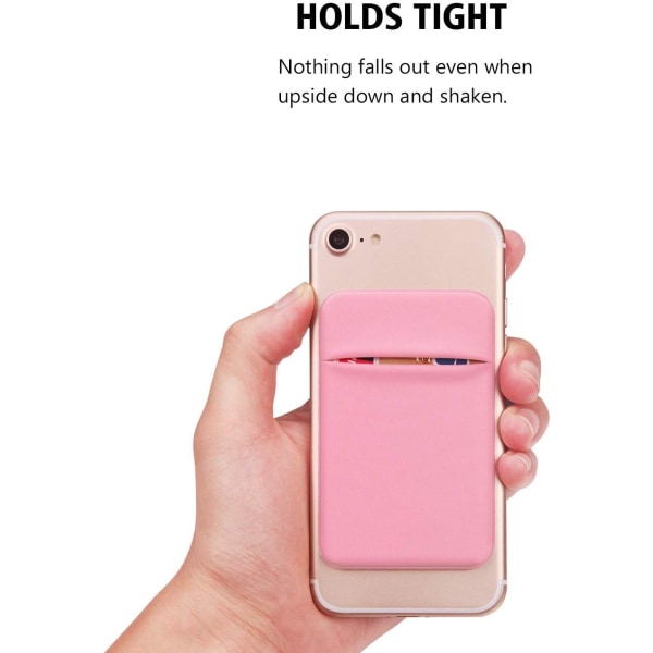 Mobiltelefonficka Självhäftande korthållare Stick On Plånboksfodral med självhäftande kort-ID Kreditkort ATM-korthållare för 2-pack (rosa)