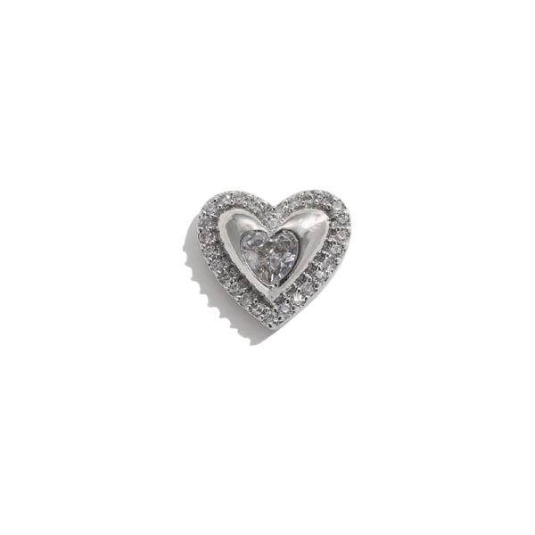 10 x klare hjertekrystaller med minifarget hjertesenter flat rygg Diamante rhinestones kortlagingspynt for håndverk (hvitt senter)