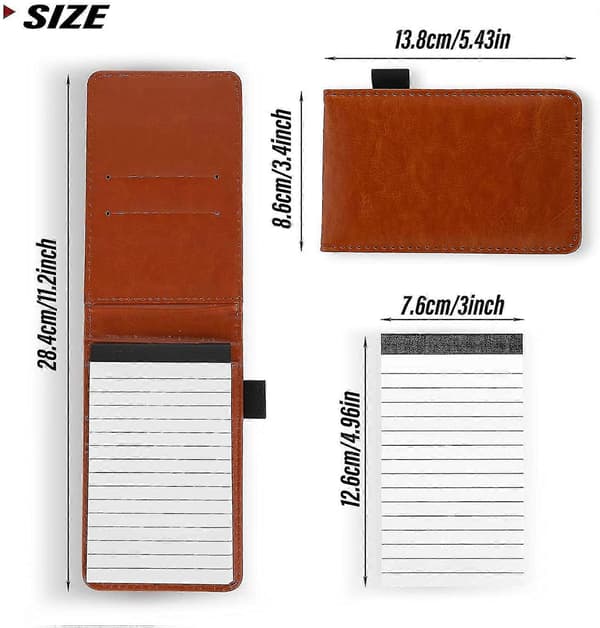 Læder Lomme Notesblok Holder, Mini Notesbog Business Holder Multifunktionel Notesblok