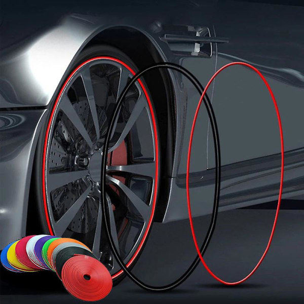 8m/rulle Bilhjul Fælge Beskyttende Strimler Dæk Beskyttelseslinje Gummi Strimmel Strimler Auto Udvendige Dæk Beskyttelseslinje Bil Tilbehør Grey