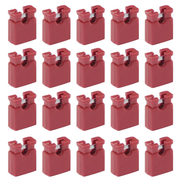 200 st 2-terminal öppen topp jumper cap 2,54 mm standard dator jumper caps mini jumper cap kontakttillbehör för hårddiskar kretskort röd