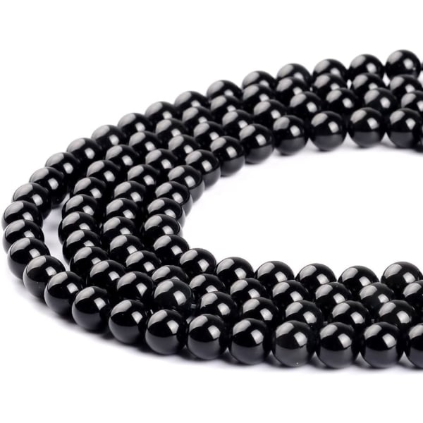 Sort obsidian ædelsten runde løse perler Naturstensperler til smykkefremstilling (8MM)