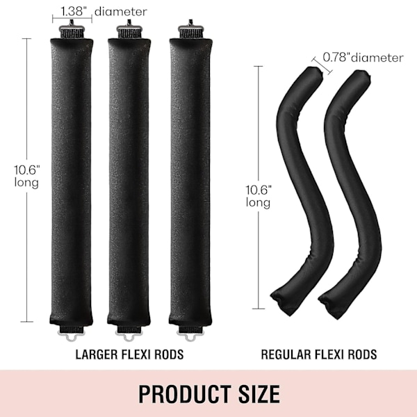 3 st Heatless Hårcurlers, Mjuka Sammets Tjocka Flexi-stavar Med Haken, Värmefri Hårcurlers Curlingstav Att Sova I, Övernattning Värmefria Lockar För Blowout L Pink