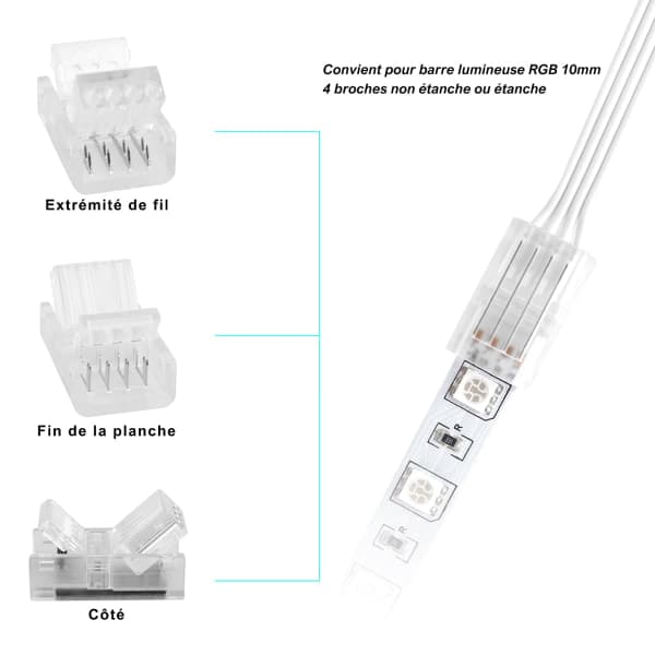 10-pack 10mm 4-stifts LED-remsanslutningar