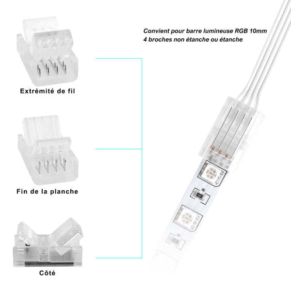 10-pak 10mm 4-bens LED-strimmelkonnektorer