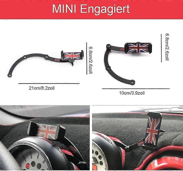 Mini Cooper 360 Osynlig Vikbar Mobiltelefonhållare för Mini Cooper R55 R56 R57 R60 R61 (Mini R)