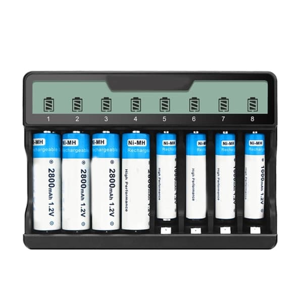 Universell batteriladdare med LCD-skärm Mångsidig batteriladdare Snabbladdningsenhet Stöder AAA AA-batterier