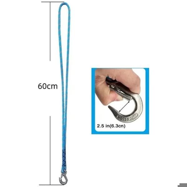 Justerbar Hængekøje Ophængsrem 60 cm, Reb med Krog, Holdbar Polyester, Blå, 200 kg