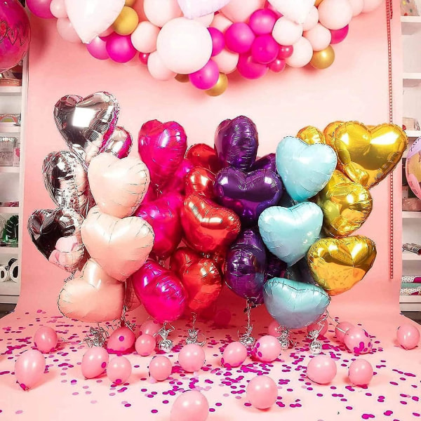 10 stk gullfolie hjerteformede ballonger 18 tommer hjerte mylar ballonger for baby shower bryllup Valentine dekorasjoner kjærlighet ballonger fest dekorasjoner