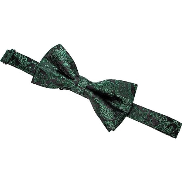 Ensfarvet Paisley-sløjfe og firkantet lomme med manchetknapper sæt til mænd