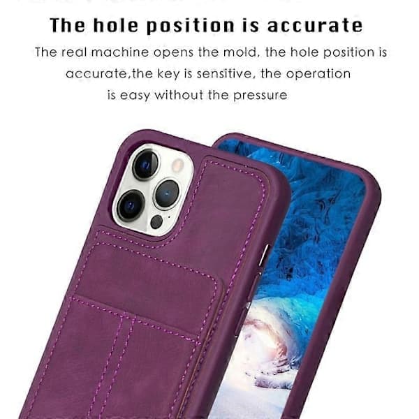 Mat Etui med Støttefod og Kortholder til iPhone 15 Pro Max PU Læder+TPU