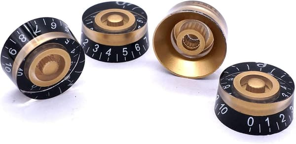 4 st Amber Top Hat Style 6mm gitarrkontrollknoppar för elektrisk gitarr bas volymkontrollknopp, radiodelar ersättning KNOB-S32