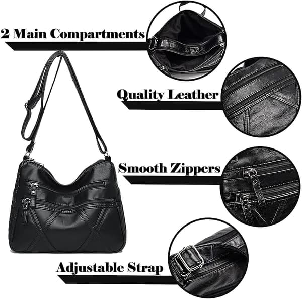 Dam Multi Pocket Casual Crossbody Bag Handväskor och Axelväskor Messenger Bag för Daglig Vattentät (Medium)