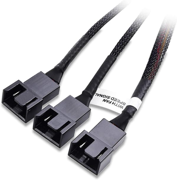 Cable Matters 2-pak 4-bens PWM Splitterkabel 30 cm, 3 Computer Ventilator Splitterkabel, PC Ventilator Splitterkabel, 3 Ventilator Splitterkabel 3 in 1