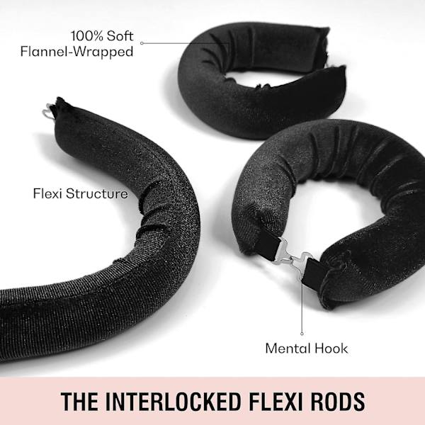3 st Heatless Hårcurlers, Mjuka Sammets Tjocka Flexi-stavar Med Haken, Värmefri Hårcurlers Curlingstav Att Sova I, Övernattning Värmefria Lockar För Blowout L Black