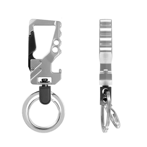 2-pack nyckelring för män, karbinhake, nyckelring i metall, kapsylöppnare