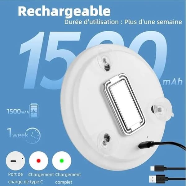 30X forstørrelsesspeil - 15 cm - 3 lysmoduser - Sugekopper - 360° stativ
