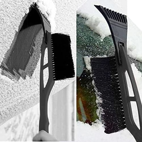 Bilskrape 2-i-1 isskrape og snøkost med langt håndtak Black