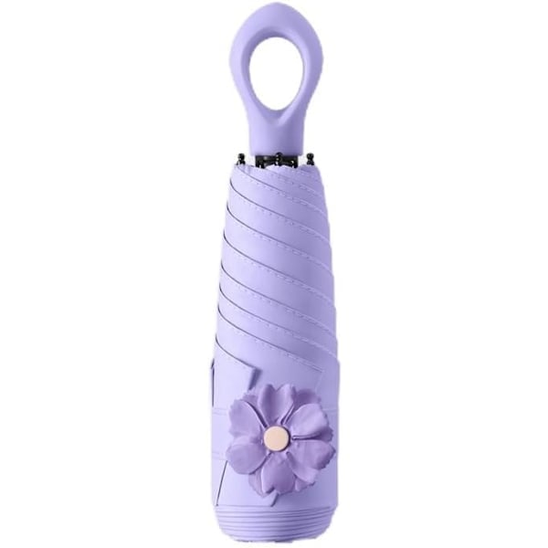 Mini-aurinkovarjo Matkavarjo Renkaan Kahva Pinnoitekerros Kangas Kompakti Taittuva Varjo/Kevyt Pieni Kannettava Reppu/Sateen Aurinko, Violetti