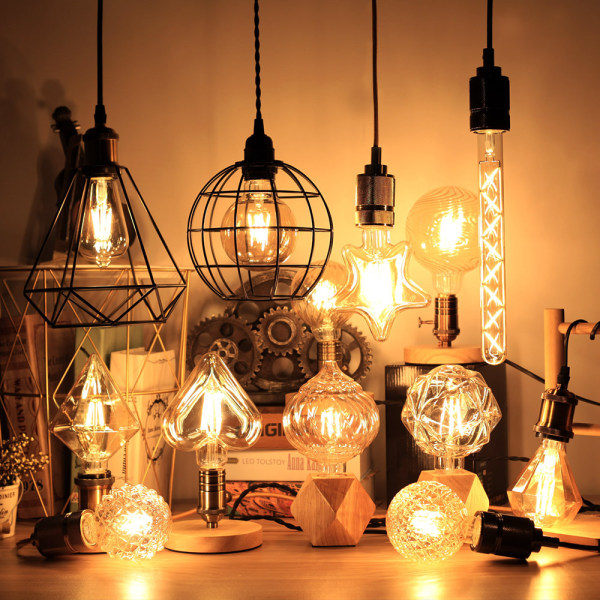 Led Vintage -valaisin, tähden muotoinen Led-lamppu E27 220V 4W