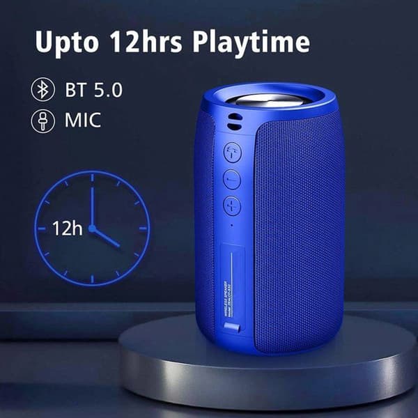 Mörkblå Bluetooth-högtalare - Super-subwoofer - Bluetooth 5.0 stereosurroundljud - IPX5-vattentät - TWS-kompatibel