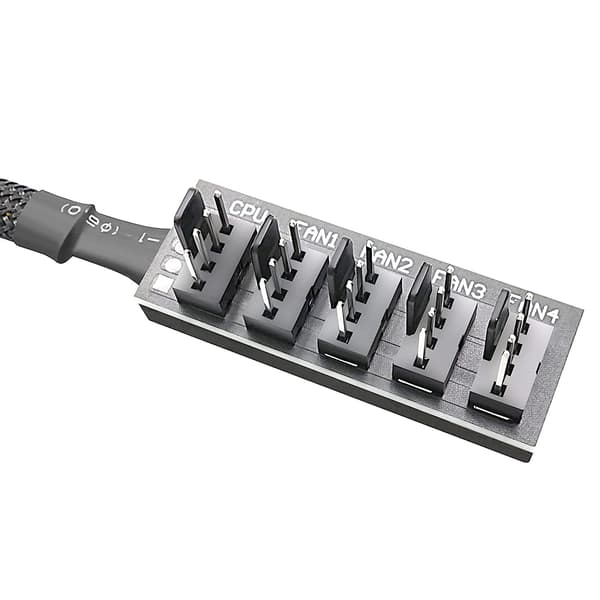 PWM blæserhub, PC CPU køling 4 PIN/3PIN strømkabelhub splitteradapter med kappe til 12V stationær computerkølerblæsere 1 til 5 vejs (15,7 tommer)