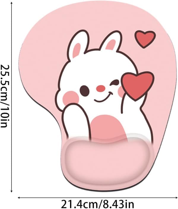 Kanin Kjærlighet Hjerte Musematte Håndleddsstøtte Rosa Søt Håndleddsstøtte Kawaii Skrivebordstilbehør Sklisikker Ergonomisk Musematte for Kontor
