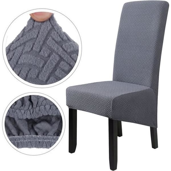 Stolsöverdrag - CHANGM - XL - Elastisk stretch - Avtagbar hög rygg - Set om 4 Grå