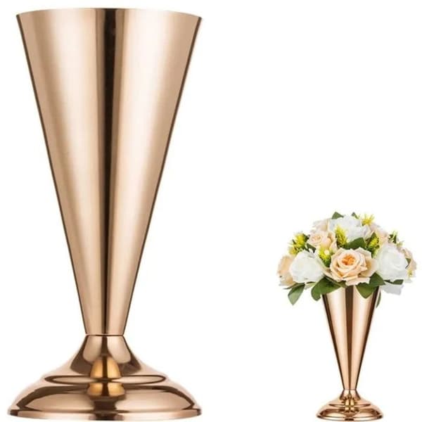 Bordsvas i guldmetall 25 cm, blomsterställ för bukett, bröllopsdekoration