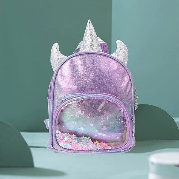 Mini ryggsäck glitter Unicorn axelväska med söt klistermärke Läder Baby Girl Skolväska Förskola Nursery Reseväska Nursery Barnväska för flickor