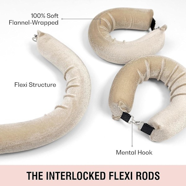 3 st Heatless Hårcurlers, Mjuka Sammets Tjocka Flexi-stavar Med Haken, Värmefri Hårcurlers Curlingstav Att Sova I, Övernattning Värmefria Lockar För Blowout L Almond