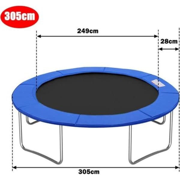 Sikkerhedspude til 305 cm trampolin - 15 mm EPE-skum - Vejrbestandig - Blå - 10FT kompatibel
