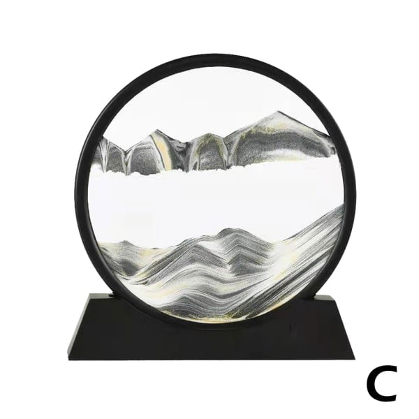 CZQIKEDA Flytande sandkonstbild Sandscapes, 3D dynamisk rund San svart One-size
