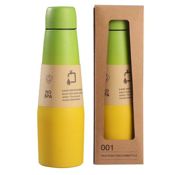 2025 NYHET Gradient 304 Rostfritt Stål Jump Cup Läcksäker Isolerad Vattenflaska 532 ml (18 OZ). Green yellow gradient