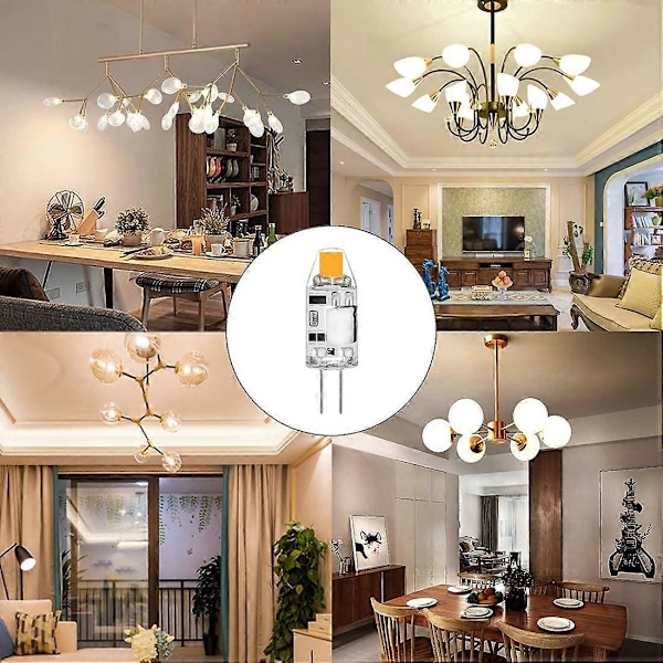 10-pack 2W G4 LED-lampor, ersätter 20W halogenlampor, 3000K varmvit, 200lm, 12V AC/DC G4, flimmerfri, dimbar [Energiklass F]