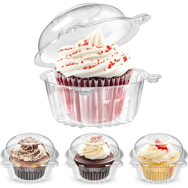 100 stk. Cupcake Beholdere Individuelle, Klare Plastik Enkelt Muffin Holdere Æsker Kopper Etuier Pods til Hjemmebagning, Bryllup, Baby Shower, Feriefest