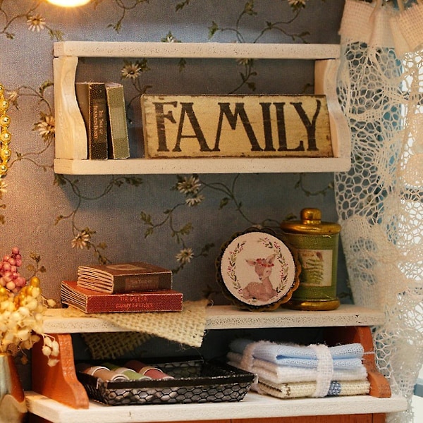 DIY Miniatyyri Nukkekotisetti Realistinen Mini 3D Puinen Huone Käsityö Kalusteilla LED-valoilla Chri