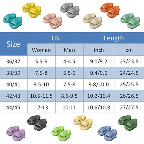 Haj Slides Barn Vuxen Kvinnor Män Hajtofflor - Cloud Shark Slide Strand Sandaler Unisex Kudde Hustomte, 100% Nya yellow 38-39