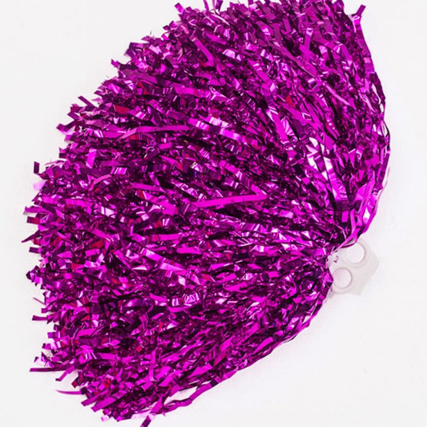 2 kappaletta pörröisiä cheerleader-pompomeja, ultrakiiltäviä metallisia cheerleader-pompomeja, kädessä pidettäviä cheerleader-pompomeja muovisella sormenrenkaalla