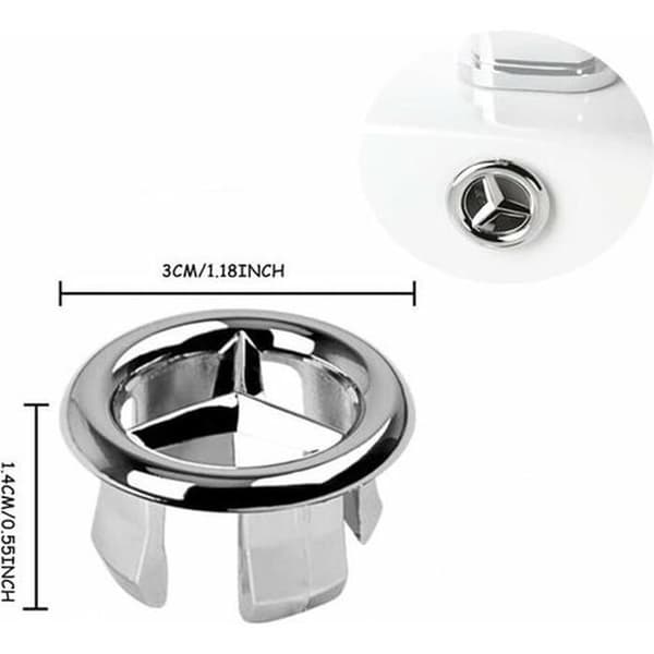 6 delar diskbänksöverflödesring, rund köksöverflödesskydd, diskbänksöverflödeshålstrim, (silver)