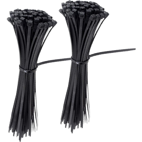 Zipper Nylon Self-Locking Wire Tie 4 Inch 200 Pieces Black