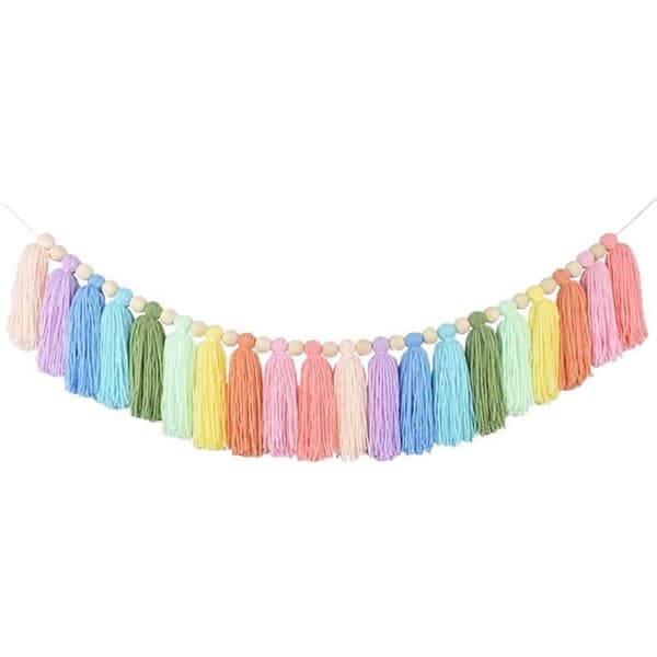 Fargerik ull dusk anheng Boho stil tre håndverk for babyrom dekorasjon