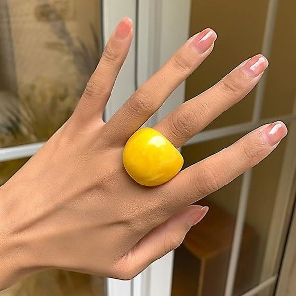 Multicolor Resin Chunky Ring. Transparent akrylring Överdriven knogring Charm Geometrisk smyckepresent för kvinnor tonårsflickor