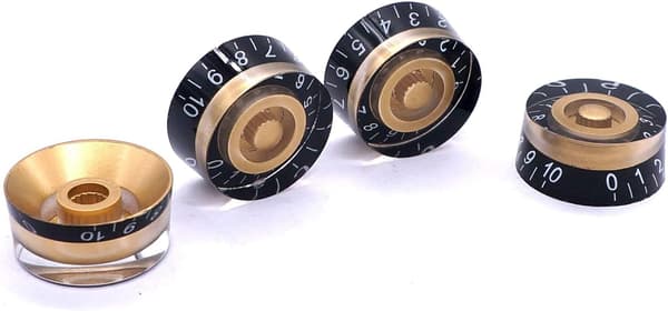 4 st Amber Top Hat Style 6mm gitarrkontrollknoppar för elektrisk gitarr bas volymkontrollknopp, radiodelar ersättning KNOB-S32