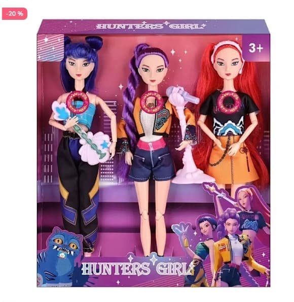 3x Sining Kpop Devil Hunter Fingerleker - Rumi Mira Zoey Comfortdukke, Bursdagsgave, med Temamusikk