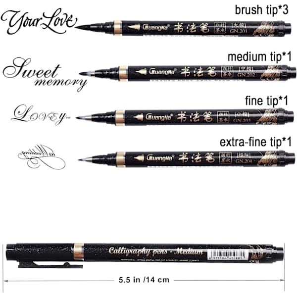 Kalligrafipennor - 6-pack Kalligrafiset för Nybörjare Påfyllningsbara